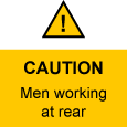 Caution Men Working At Rear ladies t-shirt